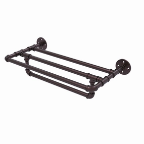 30" Wall Mounted Towel Shelf with Towel Bar, Antique Bronze Finish