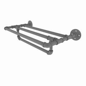 36" Wall Mounted Towel Shelf with Towel Bar, Matt Gray Finish