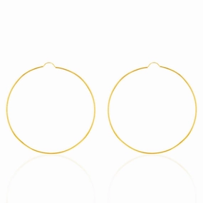 9ct Yellow Gold 60mm Plain Hoop Earrings