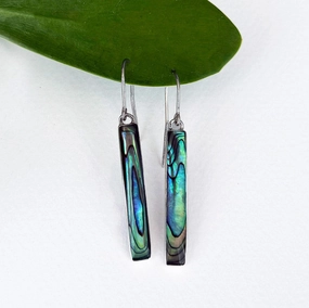 Abalone Bar Earrings - Sterling Silver, Indonesia