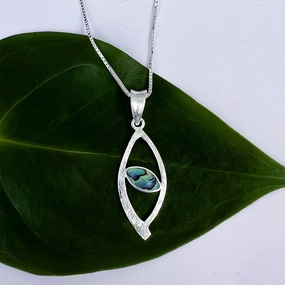 Abalone Oval Necklace - Sterling Silver, Indonesia