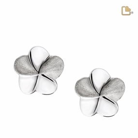 Bloom Rhodium Plated Two Tone Sterling Silver Stud Earrings