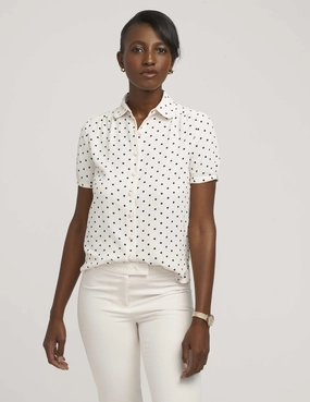 Button Down Blouse With Cap Sleeve- Sale