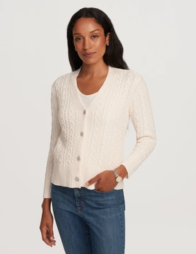 Cable Cardigan With Jewel Buttons- Sale