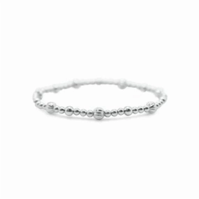 Diamond Cut & Plain 3 To 1 Stretch Bracelets In Silver