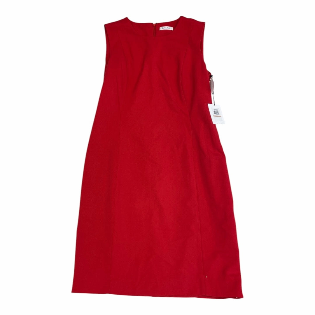 Dress Casual Midi By Calvin Klein In Red, Size:12