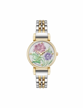 Embossed Floral Pattern Dial Watch