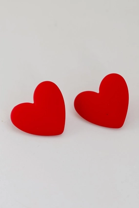FINAL SALE - Lucy Red Heart Stud Earrings