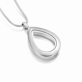 J- 8889 - Fillable Glass Teardrop - Pendant with Chain