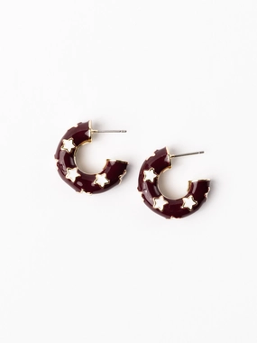 Justine Earrings | Maroon   White