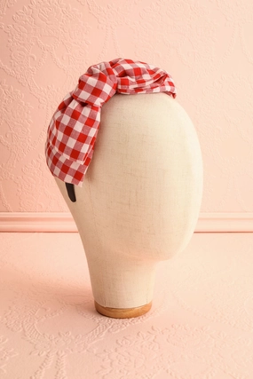 Nynet Red | Gingham Print Headband