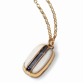 One of A Kind Rectangle Locket with Sodalite and White Opal