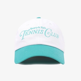 SPORTY & RICH | RIZZOLI TENNIS HAT { WHITE/CARIBBEAN