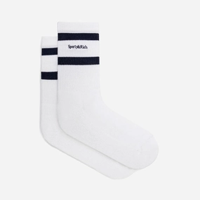 SPORTY & RICH | SERIF LOGO SOCKS { WHITE/NAVY