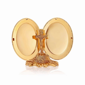 Symbols Of Faith Crucifix Photo Locket Gold Tabletop Decor Stand
