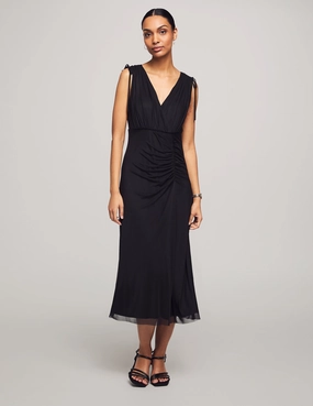 Tie Shoulder Surplice Midi Dress- Sale